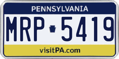PA license plate MRP5419