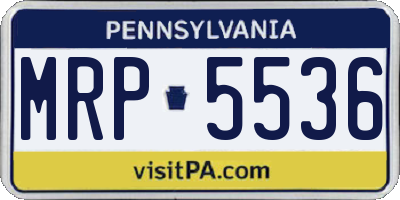 PA license plate MRP5536