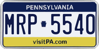 PA license plate MRP5540