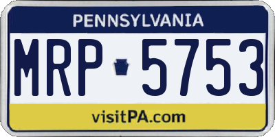 PA license plate MRP5753