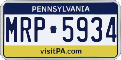 PA license plate MRP5934