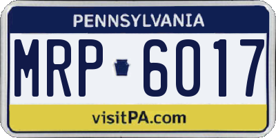 PA license plate MRP6017