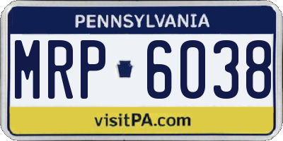 PA license plate MRP6038