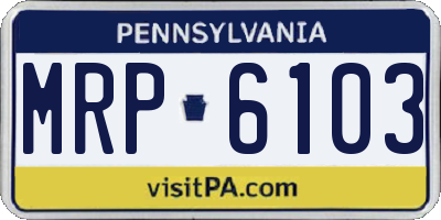 PA license plate MRP6103