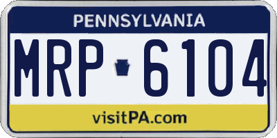 PA license plate MRP6104