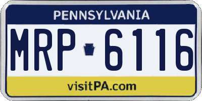 PA license plate MRP6116