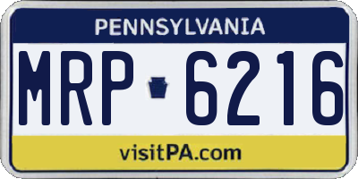 PA license plate MRP6216