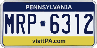 PA license plate MRP6312