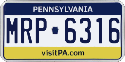 PA license plate MRP6316