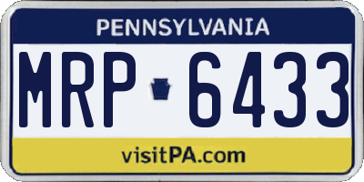 PA license plate MRP6433