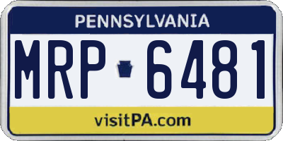PA license plate MRP6481