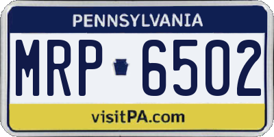 PA license plate MRP6502