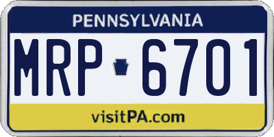 PA license plate MRP6701