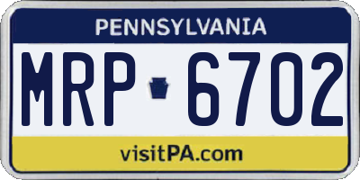 PA license plate MRP6702