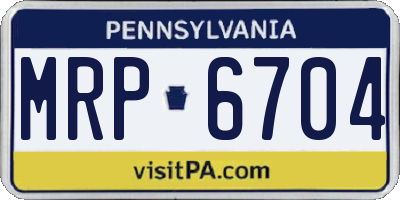 PA license plate MRP6704