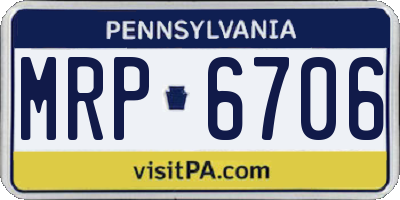 PA license plate MRP6706