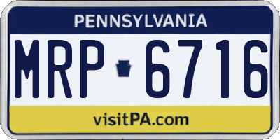 PA license plate MRP6716