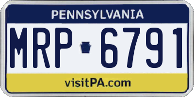 PA license plate MRP6791