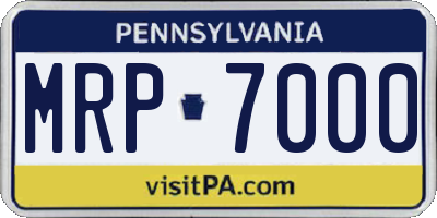 PA license plate MRP7000