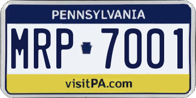 PA license plate MRP7001