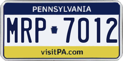 PA license plate MRP7012