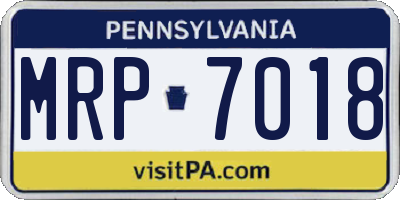 PA license plate MRP7018