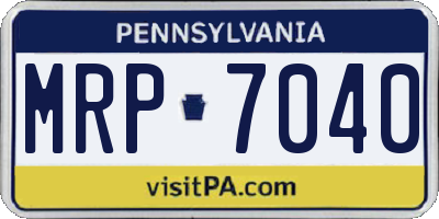 PA license plate MRP7040