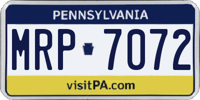 PA license plate MRP7072