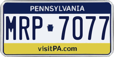 PA license plate MRP7077