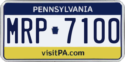 PA license plate MRP7100