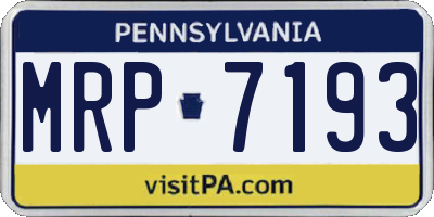 PA license plate MRP7193