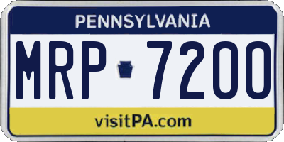 PA license plate MRP7200