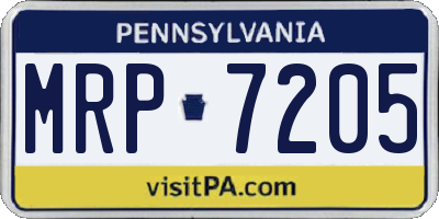PA license plate MRP7205