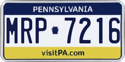 PA license plate MRP7216