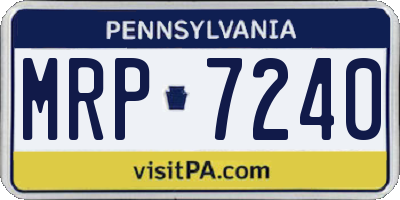 PA license plate MRP7240