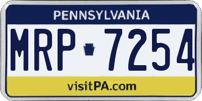 PA license plate MRP7254