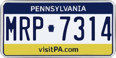 PA license plate MRP7314