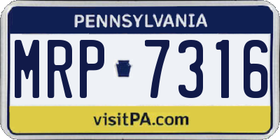 PA license plate MRP7316