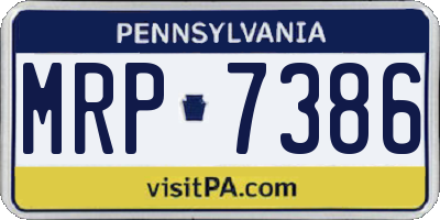PA license plate MRP7386