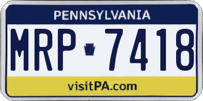 PA license plate MRP7418