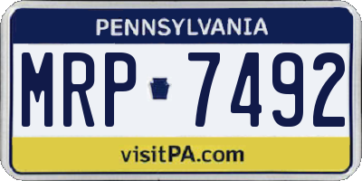 PA license plate MRP7492