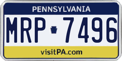 PA license plate MRP7496