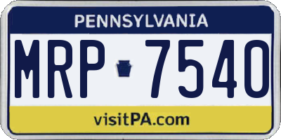 PA license plate MRP7540