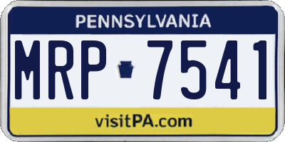 PA license plate MRP7541