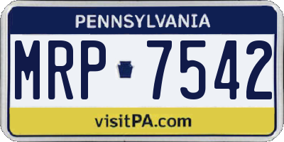 PA license plate MRP7542