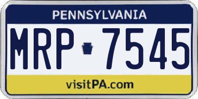 PA license plate MRP7545