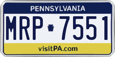 PA license plate MRP7551
