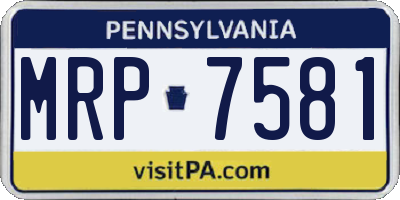 PA license plate MRP7581