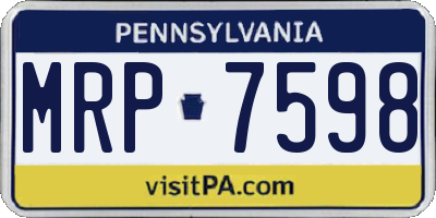 PA license plate MRP7598