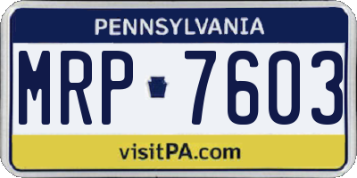 PA license plate MRP7603